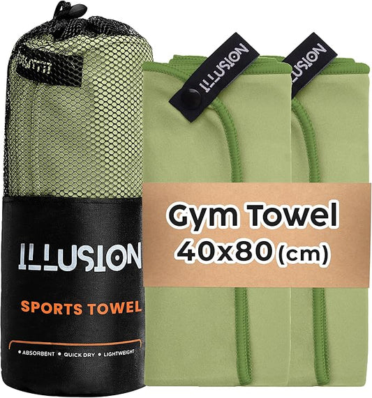 illusion Small Microfiber Gym Towels for Men and Women Active Sports (32" L x 16''W)-Lightweight Quick Dry Gym Towel for Sweat-Workout Towels Ideal for Yoga, Camping, Running, and Outdoor Activities