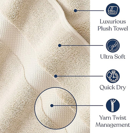 Delara Organic Cotton Luxuriously Plush Hand Towel Pack of 2 | GOTS & OEKO-TEX Certified | Premium Hotel Quality Towels | Feather Touch Technology|650 GSM Long Staple|Soft, Quick Dry & Ultra-Absorbent