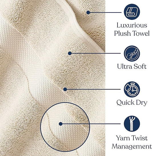 Delara Organic Cotton Luxuriously Plush Hand Towel Pack of 2 | GOTS & OEKO-TEX Certified | Premium Hotel Quality Towels | Feather Touch Technology|650 GSM Long Staple|Soft, Quick Dry & Ultra-Absorbent