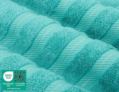 American Soft Linen Luxury Hand Towels for Bathroom, 600 GSM 100% Cotton Turkish 4 Piece Hand Towel Set, 600 GSM Hand Face Towels for Kitchen, Turquoise Blue Hand Towels