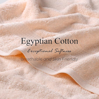 Superior Egyptian Cotton 4-Piece Bath Towel Set for Shower, Bath, Spa, Resort, Hotel, Soft Body Towels, Airbnb Essentials, Apartment, Dorm, Quick Dry, Absorbent, Bathroom Basics, Peach