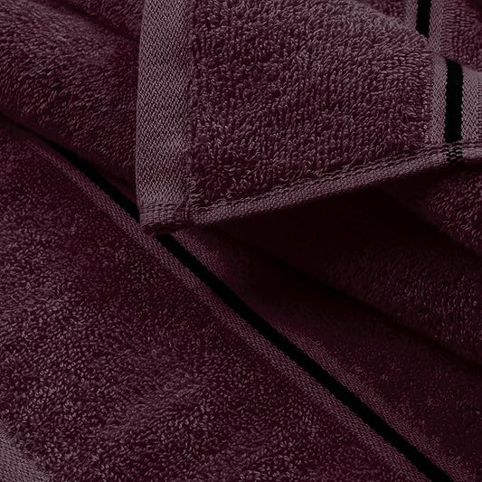 MyOwn Ultra Soft 6 Pack Cotton Towel Set, Contains 2 Bath Towels 28x55 inch, 2 Hand Towels 16x24 inch & 2 Wash Coths 12x12 inch, Ideal Everyday use, Compact & Lightweight - Burgundy