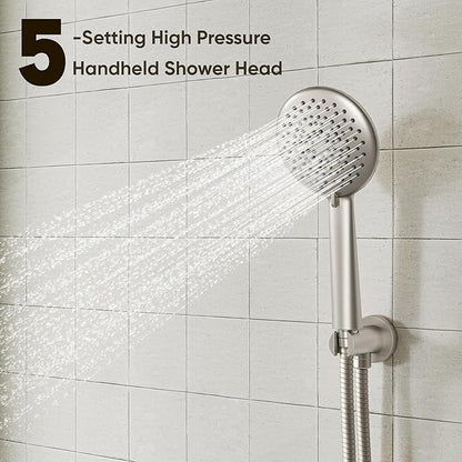 Gabrylly Shower Faucet Set, Shower System with Pressure Balance Shower Valve, 12" Rain Shower Heads with Handheld Spray, Wall Mounted Shower Fixtures, High Pressure Shower Head Set, Brushed Nickel
