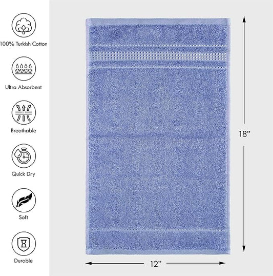 Melissa Linen, Fingertip Towels 4 Pack, 100% Turkish Cotton, Small Hand Towels for Body and Face, 12 x 18 in, Soft and Absorbent, Quick Dry, (Cobalt Blue Fingertip Towels)
