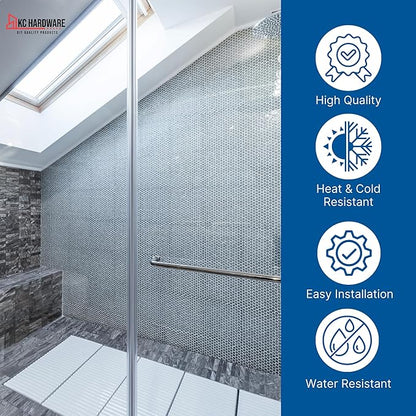Frameless Shower Door Side Seal Strip H-Type 180 Degree 72 inch Length, Clear (1, 1/4 inch Glass)