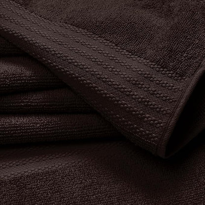 GLAMBURG Ultra Soft 24-Piece Towel Set- 100% Pure Ringspun Cotton, Contains 8 Oversized Bath Towels 27x54, 8 Hand Towels 16x28, 8 Wash Cloths 13x13 Ideal for Everyday use, Hotel & Spa- Chocolate Brown