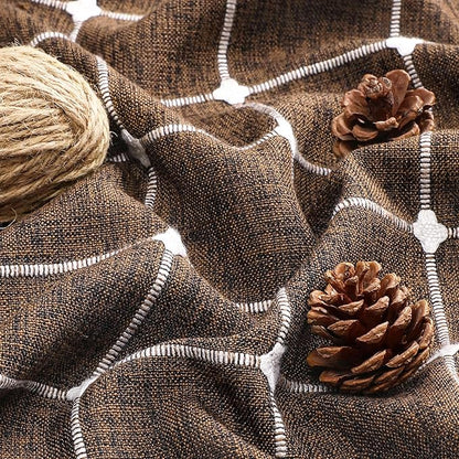 MitoVilla Brown 72 x 78 Farmhouse Shower Curtain, Boho 78 inch Long Polyester Linen Tassel Fabric Shower Curtain Set for Chic Cottagecore French Rustic Bathroom Decor