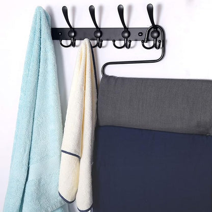 Dseap Coat Rack Wall Mounted - 5 Tri Hooks, Heavy Duty, Stainless Steel, Metal Coat Hook Rail for Coat Hat Towel Purse Robes Mudroom Bathroom Entryway,Black