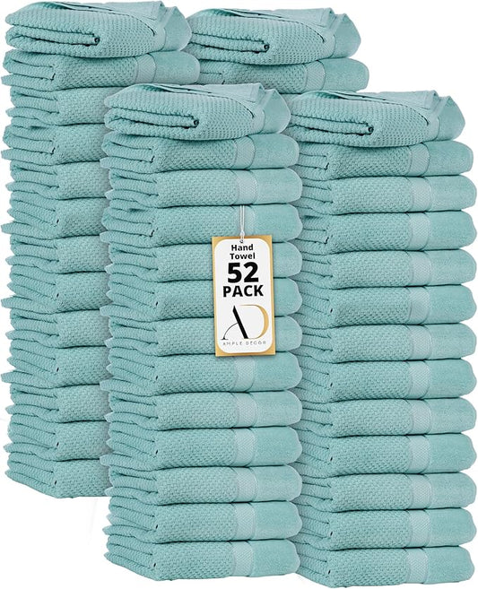 Ample Decor 100% Cotton Hand Towel for Kitchen Set of 52 Mint Green, Absorbent Premium Quality for Bathroom, Hotel, Spa, Gym, Kitchen - 18 X 28 Inch - Mulaayam Collection