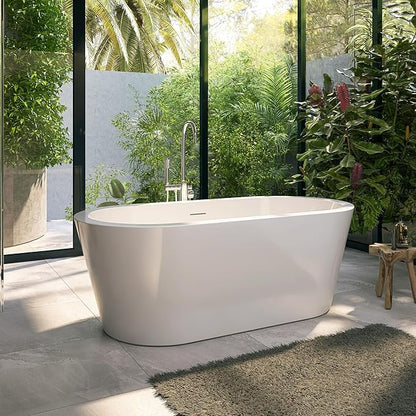 64" Acrylic Free Standing Tub, Stand Alone Tub, Freestanding Bathtub, Soaking Bathtub, cUPC Certified, LT(Glossy White)