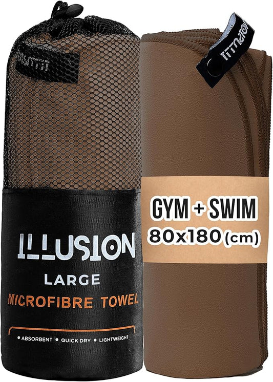 illusion Extra Large Microfibre Swimming Towel (71''L x 32''W)–Compact, Lightweight & Quick Dry Towel-Perfect for Travel, Gym, and Swim Towels Ideal for Post-Workout Showers & After Swimming