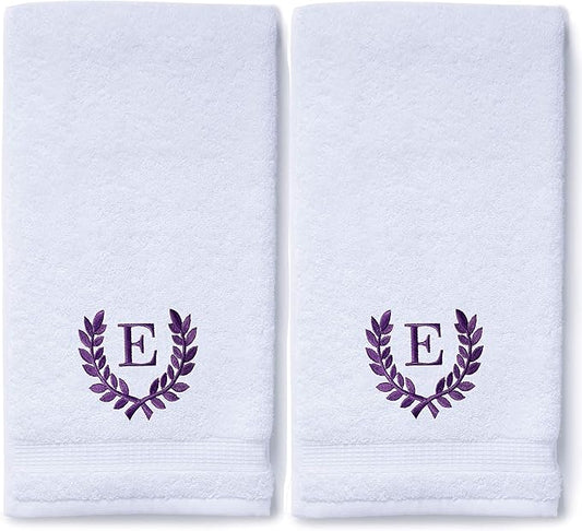 Decorative and Monogrammed Hand Towels for Bathroom Kitchen Makeup | Personalized Gift for Wedding-Bridal | Roman Font Custom Luxury Turkish Towel | Spa Collection, Oversized, 16 X 30 Inch, Set of 2