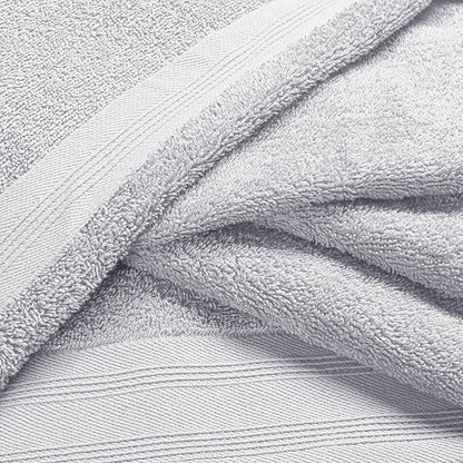 Ultra Soft 6 Pack Cotton Towel Set, Contains 2 Bath Towels 28x55 inch, 2 Hand Towels 16x24 inch & 2 Wash Coths 12x12 inch, Ideal Everyday use, Compact & Lightweight - Light Grey