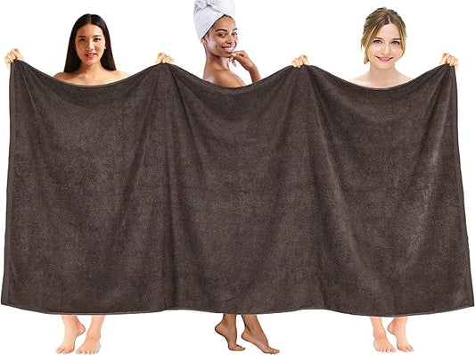 DAN RIVER Pack of 1 Bath Sheet 40x80 Inches, Oversized Bath Sheets Towels for Adults, Fluffy and Soft Plush Towels - Brown
