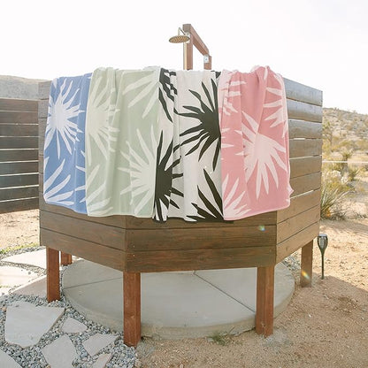 Laguna Beach Textile Co. Tropical Cabana Beach Towel - Oversized, Plush 630 GSM Cotton - Agave Green