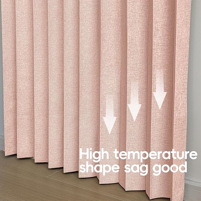 Accordian Door Curtain, 100% Blackout Folding Magnetic Doorway Curtains,Linen Style Closet Doors,for Room Divider,Privacy Protection（W52 x L78,Pink,1 Panel）
