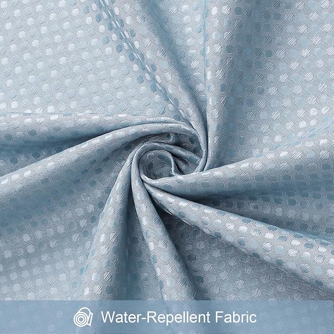 3 in 1 Long Blue Shower Curtain Set-72 W x 78 H, Fog Blue Waffle and PEVA Liner Set with 12 Stainless Steel Hooks, Waterproof Fabric for Bathroom