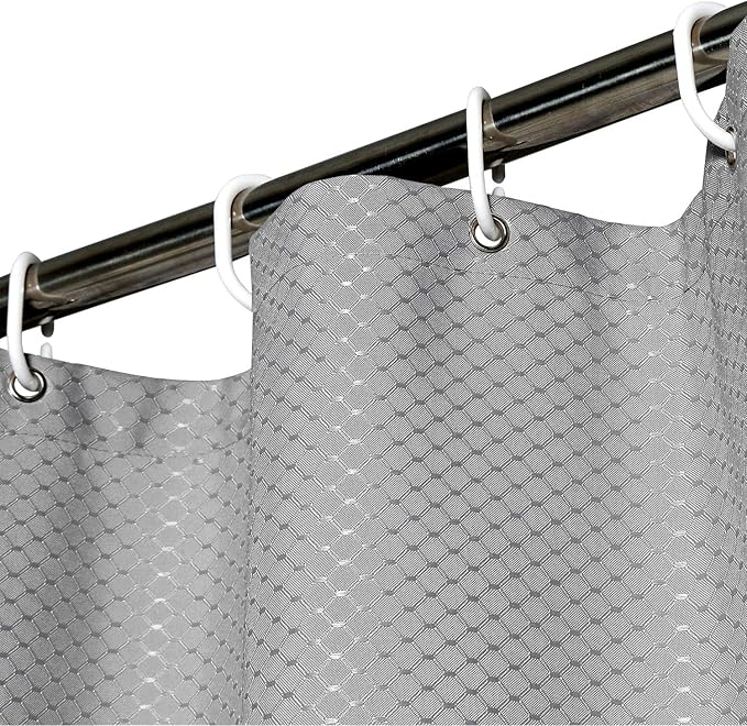 AooHome Extra Long 86" Shower Curtain, Fabric Bathroom Curtain Waffle Weave Pattern with Weighted Hem for Hotel, Heavyweight, Water Repellent, 72 Width by 86 Height Inch, Gray