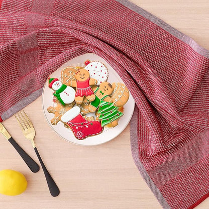 Homaxy Premium Kitchen Towels(18”x 28”, 6 Pack), Large Cotton Kitchen Hand Towels, Flat and Terry Dish Towels, 380 GSM Highly Absorbent Tea Towel Set with Hanging Loop, Red