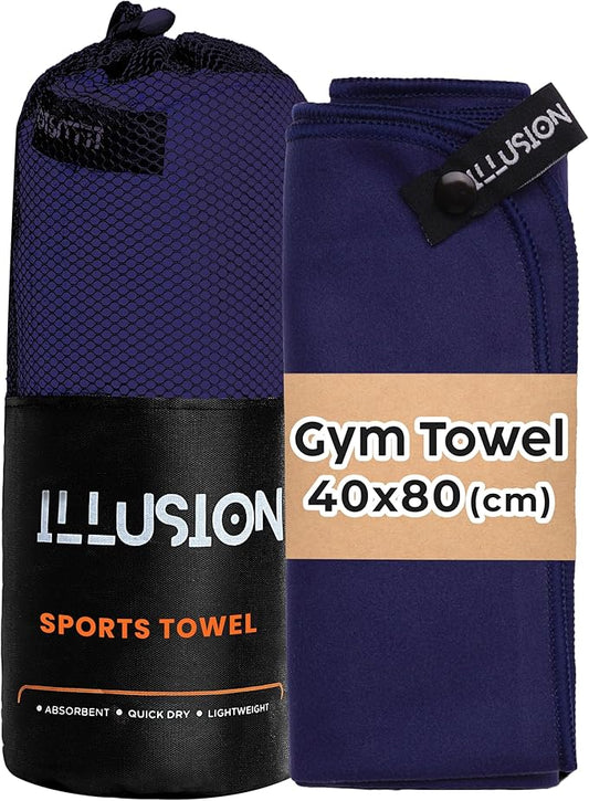 illusion Small Microfiber Gym Towels for Men and Women Active Sports (32" L x 16''W)-Lightweight Quick Dry Gym Towel for Sweat-Workout Towels Ideal for Yoga, Camping, Running, and Outdoor Activities