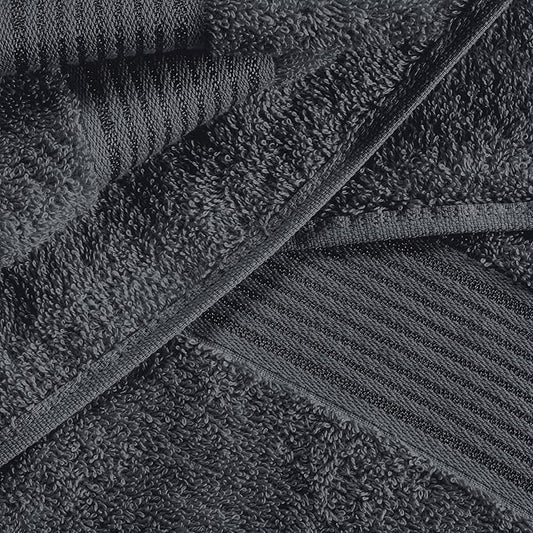 Belizzi Home 100% Cotton Towel Set, Contains 6 Soft Bath Towel, 6 Hand Towel, 12 Wash Cloth - Compact Absorbent Lightweight & Quickdry Towels for Bathroom - 24 Piece Bathroom Towel Set - Charcoal Grey