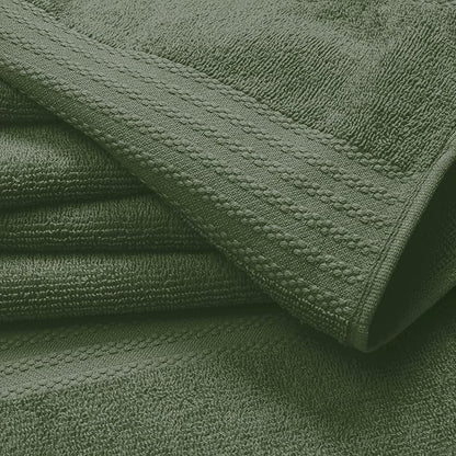GLAMBURG Ultra Soft 8-Piece Towel Set - 100% Pure Ring spun Cotton, Contains 2 Oversized Bath Towels 27x54, 2 Hand Towels 16x28, 4 Wash Cloths 13x13 - Ideal for Everyday use, Hotel & Spa - Olive Green