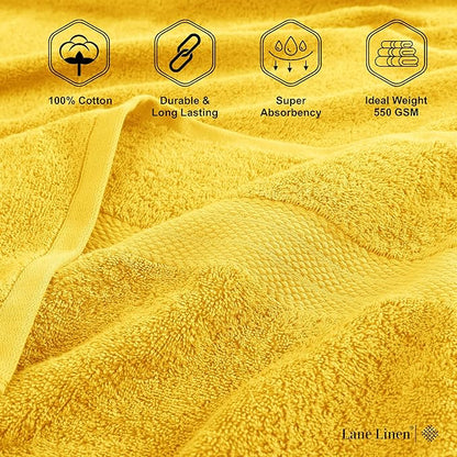 LANE LINEN 100% Luxury Cotton Bath Sheets 4 Pack (35"x66") - Highly Absorbent, Pre Shrunk, Soft, Quick Dry & Fade Resistant Extra Large Bathroom Towel Sets - Gets Soft After Multiple Washes - Mimosa