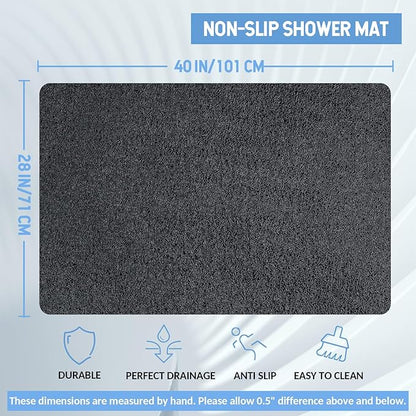 Non-Slip Bathtub Mat, Anti Slip Shower Mat, Fast Drying Bathtub Mats, Foot Scrubber Mat, Anti Slip Mat for Tub, Floor, Bathroom, Kitchen, Home, Hotel (Black 40"×28")