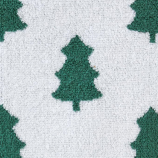 SKL Home Christmas/Winter Holiday Trees 100% Cotton Premium Bath Towel, 500 GSM, Soft & Absorbent, Reversible Jacquard, Decorative, Green/White