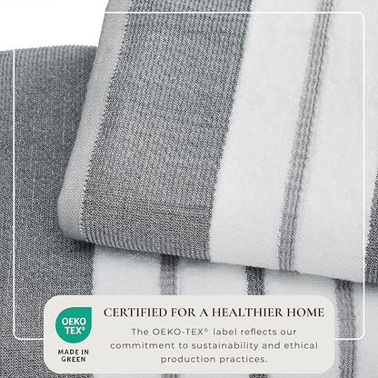 Great Bay Home Decorative Bath Towel Set - Luxury Cotton 4 Pack 54x27 Bath Towel Set - Luxurious, Ultra-Soft, Durable Towels for Bathroom Decor (Dark Grey/Light Grey)