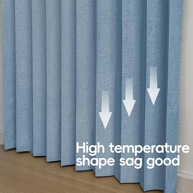 Accordian Door Curtain, 100% Blackout Folding Magnetic Doorway Curtains,Linen Style Closet Doors,for Room Divider,Privacy Protection（W52 x L78,Blue,1 Panel）