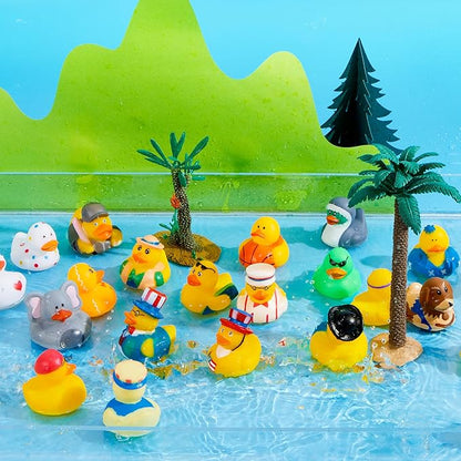 JOYIN 120 Pcs Rubber Ducks, Random Assortment Ducks Bulk with Mesh Carry Bag, Mini Rubber Duckies for Baby Bath Toys, Kids Toddler Summer Pool Toys Birthday Gifts Party Favors