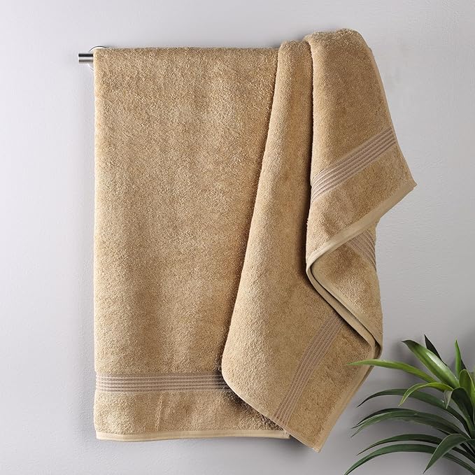 Superior Egyptian Cotton Bath Towel Set, Home Bathroom Towels, Master, Guest Bath, Decor Essentials, Quick Dry, Absorbent, Large Body Towels, Spa, Hotel, Resort, Adult, Kids, Set of 2, Toast