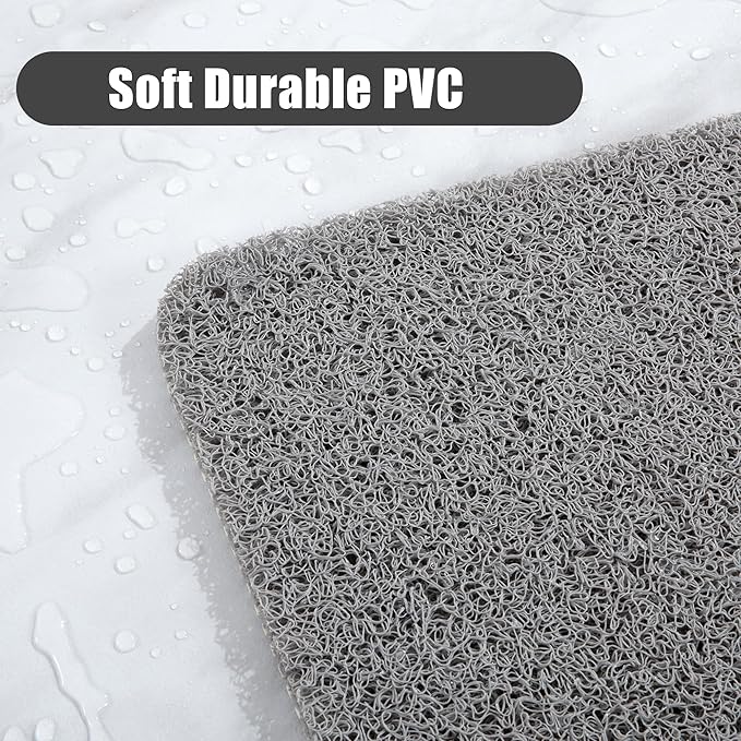 HOMBYS 58 x 44 Extra Large Shower Mat for Shower Stall Tub, Non Slip Bath Mat Bathroom Accessories, PVC Loofah Mats for Shower and Bathroom, Quick Drying, (Grey, 58"x44")