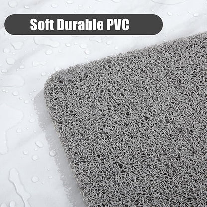 HOMBYS 47 x 32 Extra Large Shower Mat for Shower Stall Tub, Non Slip Bath Mat Bathroom Accessories, PVC Loofah Mats for Shower and Bathroom, Quick Drying, (Grey, 47"x32")
