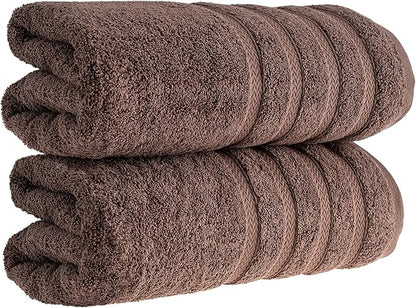 HALLEY Turkish 2 Pack Premium Bath Towels (2 Pieces) 650 GSM Highly Absorbent Super Soft 100% Cotton - 2 Bath Towels (Brown)