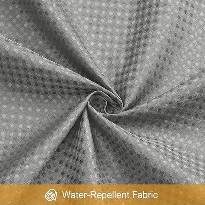 3 in 1 Stall Half Size Shower Curtain Set-36 W x 72 H, Grey Waffle Waterproof Fabric and PEVA Liner Set with Stainless Steel Hooks
