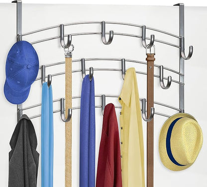 LYNK Professional® Home™ Over Door Hooks Rack - 14 Hook Over Door Hanger - Over Door Towel Rack - Hanging Towels or Clothes - Bathroom, Bedroom or Laundry Room - Lifetime Ltd. Warranty - Platinum