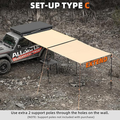 ALL-TOP Awning Wall Universal Multi-Side, 6.6ft x 8.5ft, Waterproof Ripstop UV-Resistant Awning Extension for Extra Privacy & Shade