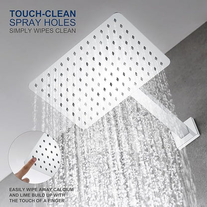 KENES Modern Polished Chrome 10-Inch Shower Head and Handle Set, Square Shower Faucet Set Bathroom Rainfall Shower System, KE-6024B-5 (Shower Valve Included)
