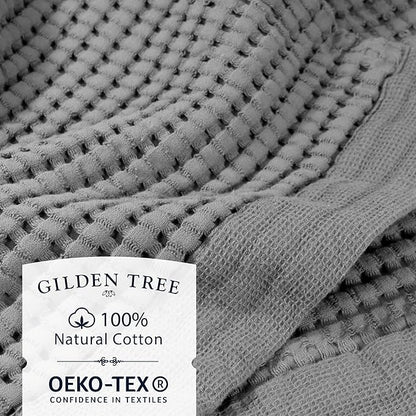 GILDEN TREE Waffle Hand Towels for Bathroom Quick Dry Large Luxury Lint Free Super Absorbent Cotton Hand Towels Set of 2, Modern Style (Slate)