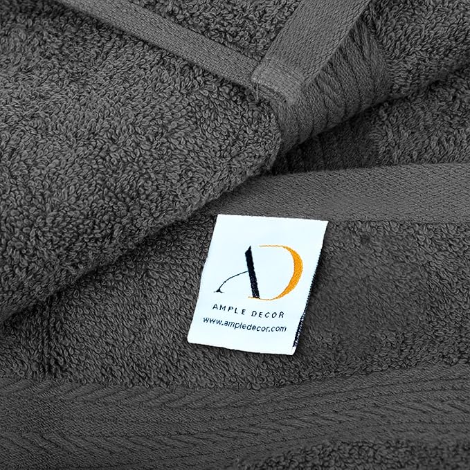 Ample Decor 100% Cotton Bath Towels for Bathroom 30 X 54 Inch 600 GSM Soft Absorbent - 4pcs Grey