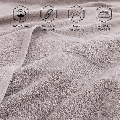 LANE LINEN 100% Mercerized Cotton Bath Sheets Set of 4 (35"x66") - Premium Quality Ring Spun Tech, Eco Friendly Extra Large Towel Sets - Oeko-TEX Certified, Daily Use Bathroom Towels - Platinum