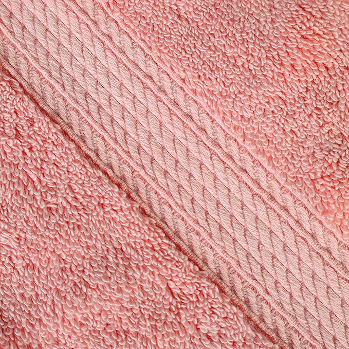 BNM Egyptian Cotton Heavyweight Towels, Ideal For Bathroom, Shower, Spa, Hotel, 800 GSM, Face/ Washcloths, Hand Towels, Bath Towels, Highly-Absorbent, Luxury Basics, 9 Piece Towel Set, Tea Rose Pink