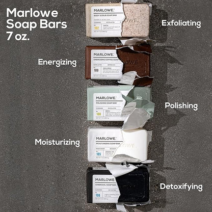 MARLOWE. No. 109 Coffee Bar Soap 7 oz (6 Bars) – Exfoliating Body Scrub for Men with Natural Extracts, Caffeine, Coffee Bean & Cocoa Butter – Energizing Fresh Brewed Scent
