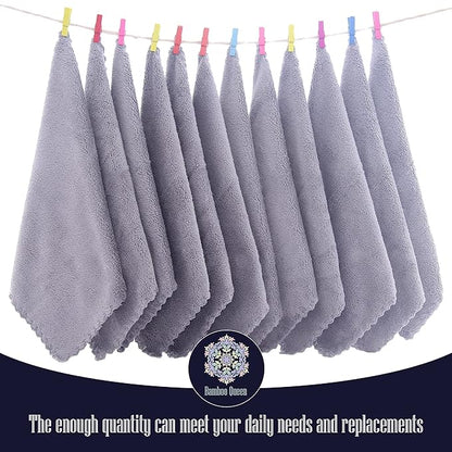 16 Pack Baby Washcloths - Luxury Coral Fleece - Extra Absorbent and Soft Wash Clothes for Newborn, Infants and Toddlers - Suitable for Sensitive Skin and New Born - Baby Shower - Light Grey,10x10 Inch