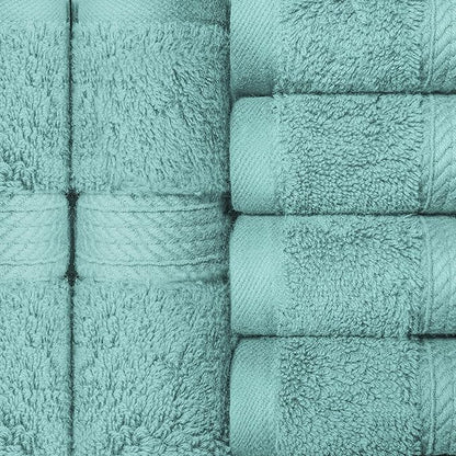 Superior Egyptian Cotton Pile Face Towel/Washcloth Set of 6, Ultra Soft Luxury Towels, Thick Plush Essentials, Absorbent Heavyweight, Guest Bath, Hotel, Spa, Home Bathroom, Shower Basics, Turquoise