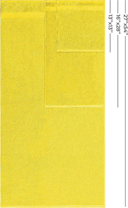 American Veteran Towel, 100% Cotton Turkish 6 Piece Towel Set, Luxury Towels Set of 6 for Bathroom Essentials, 2 Bath Towels 2 Hand Towels 2 Washcloths, Yellow