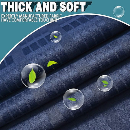 Conbo Mio No Hook Shower Curtain with Snap in Liner Set, Hotel Luxury Navy Blue Shower Curtains for Bathroom with See Through Top Window, Waterproof, Washable 71W x 74H