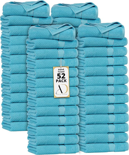 Ample Decor 100% Cotton Sky Blue 18 X 28 Inch Hand Towel for Bathroom Set of 52 - Super Soft, Highly Absorbent, Popcorn Textured